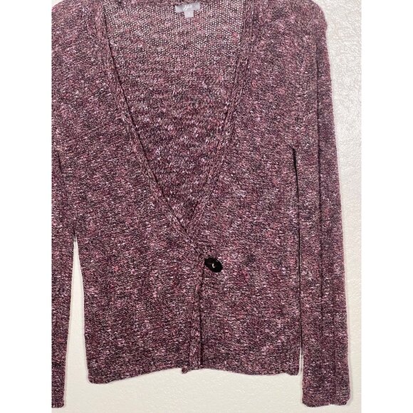 J. Jill Womens S Marbled Knit V-Neck Cardigan Sweater  Single  Button Closure - Picture 6 of 10